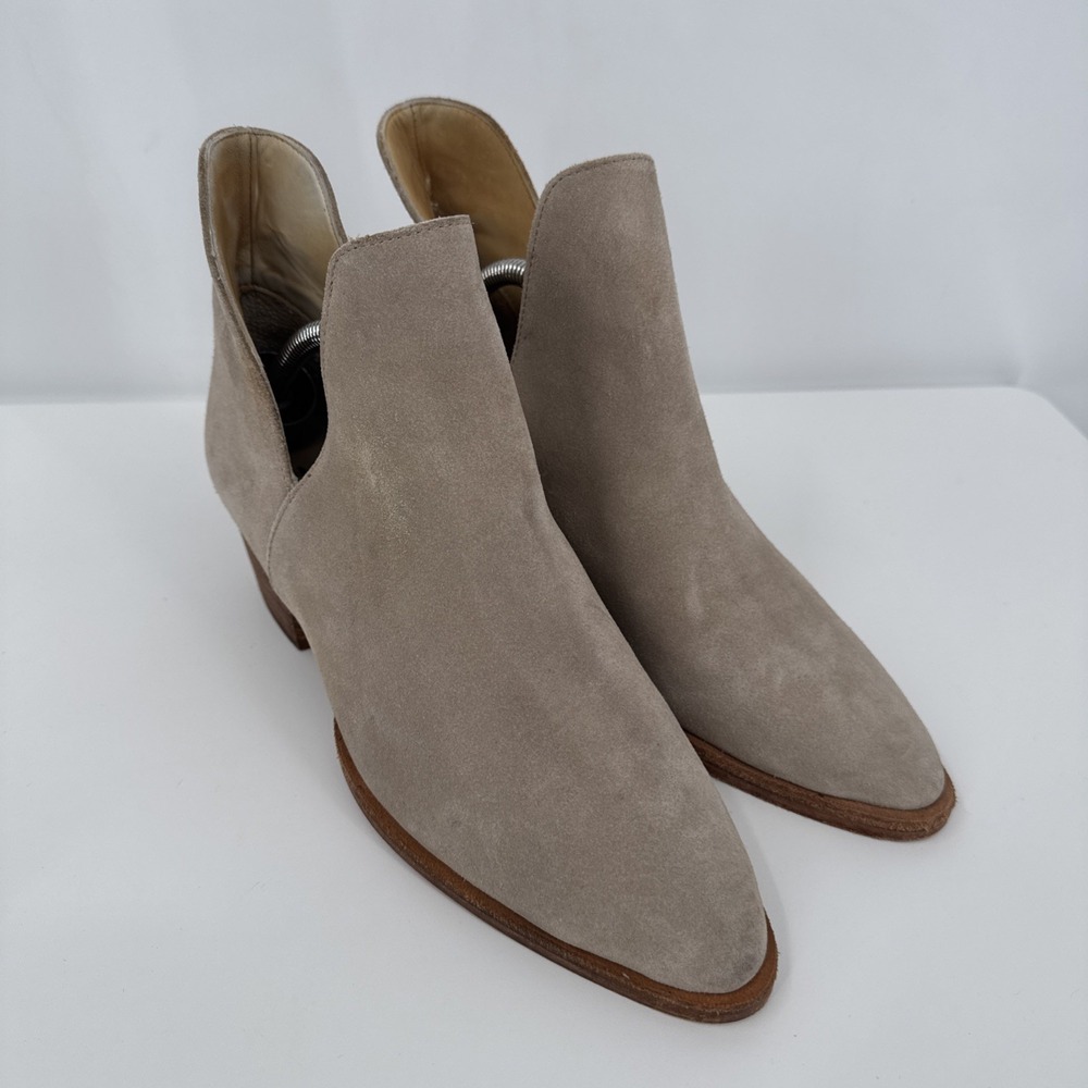 Free People Charm Double V Ankle Boot Camel Suede Cut-Out Women's 8 1/2 38.5